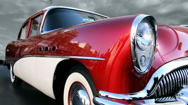 Red classic car front